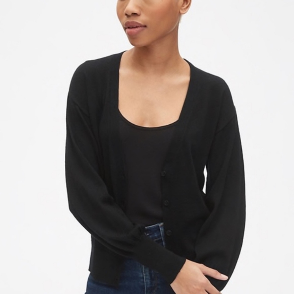 Gap Womens Merino Wool Balloon Sleeve Cardigan Sweater